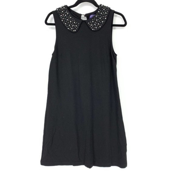 Vivienne Tam Black Sleeveless Embellished Studded Pearl Collar Mini Dress - Picture 2 of 5